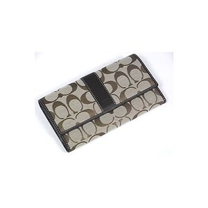 COACH(コーチ) シグネチャースリム3つ折り長財布 ブラウン