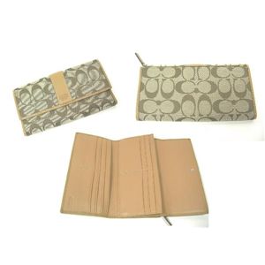 COACH(コーチ) シグネチャースリムエンベロープ3つ折り長財布 キャメル