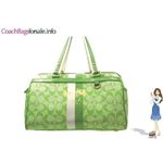 COACH(コーチ) ヘリテージ ストライプ ジップ サッチェル グリーン 13190