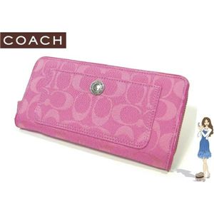 COACH(コーチ) 長財布 シグネチャー アコーディオン ジップ アラウンド ピンク 41970