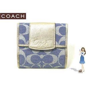 COACH(コーチ) 財布 ペネロピ シャンタン シグネチャー フレンチ パース ブルー 42213