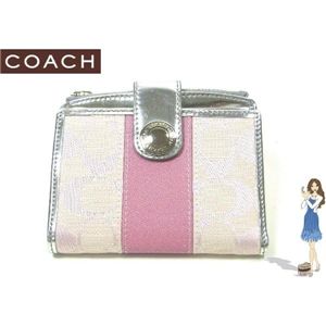 COACH(コーチ) 財布 シグネチャー ストライプ スモール ウォレット ピンク 42248