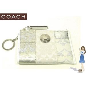 COACH(コーチ) 小銭入れ シグネチャー ストライプ パッチワーク ミニ スキニー シルバー/マルチカラー 42476