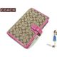 COACH(コーチ) システム手帳 シグネチャー カーキ/ピンク 60358