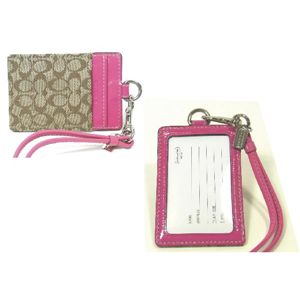 COACH(コーチ) IDカードネックストラップ シグネチャー ランヤード ピンク