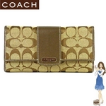 COACH（コーチ） 3つ折り財布 コーチ ペネロピ シグネチャー チェックブック 42181 カーキ/ブロンズ 円高還元 