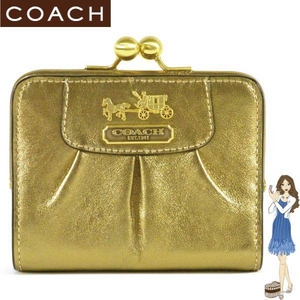 【訳あり】COACH（コーチ） 長財布 マディソン レザー フレームド フレンチ パース ゴールド 41973  第1画像