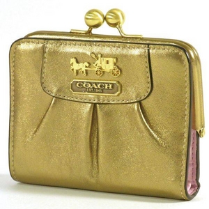 【訳あり】COACH（コーチ） 長財布 マディソン レザー フレームド フレンチ パース ゴールド 41973  第3画像