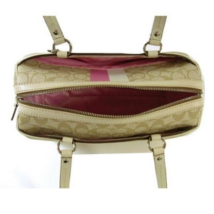 COACH（コーチ） ボストンバッグ チェルシー ヘリテージ シグネチャー ジップ サッチェル ライトカーキ／ピンク 14478 第6画像