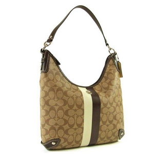 COACH（コーチ） 斜めがけショルダーバッグ チェルシー ヘリテージ ストライプ ホーボー ブラウン 14476  第3画像