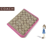 Coach(コーチ) 定期入れ シグネチャー トラベル ピクチャー フレーム パスケース カーキ/ピンク 60350