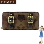 Coach(コーチ) アコーディオン ジップ アラウンド長財布 ゾーイ シグネチャー ブラウン 41854