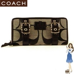 Coach(コーチ) アコーディオン ジップ アラウンド長財布 ゾーイ シグネチャー ブラック/ホワイト 41854