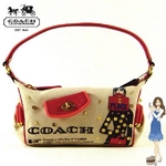 Coach(コーチ) バッグ ボニー アップリケ トップハンドル ポーチ アイボリー/ピンク 42579