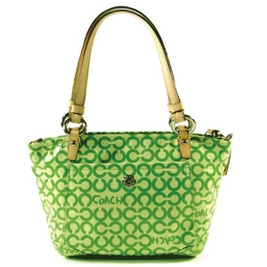 Coach(コーチ) トートバッグ オプ アート コーテッド キャンバス スモール リア グリーン 13141