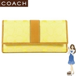 Coach(コーチ) 3つ折り長財布 シグネチャー チェックブック イエロー 41878