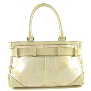 Coach(コーチ) バッグ ハンプトンズ オプティック シグネチャー ストライプ ミディアム キャリオール ホワイト 13337