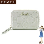 【訳あり】Coach(コーチ) ジップ アラウンド 2つ折り財布 パーカー パーフォレーテッド ミディアム グレー 42696