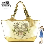 Coach(コーチ) トートバッグ タトゥー キャンバス ゴールド 13661