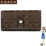 Coach(コーチ) 3つ折り長財布 トライベッカ オプアート チェックブック ダークブラウン 43127