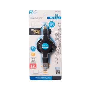 ミヨシ (MCO) リバーシブルコネクタ搭載巻取りmicroUSBケーブル 1.8m SMC-RR18/BK