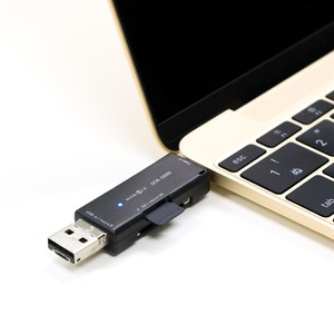 ミヨシ 3タイプコネクタ搭載 SD/microSDカードリーダ SCR-SD05/BK　ブラック