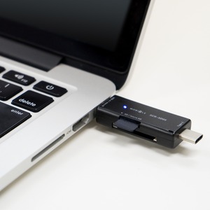ミヨシ 3タイプコネクタ搭載 SD/microSDカードリーダ SCR-SD05/BK　ブラック