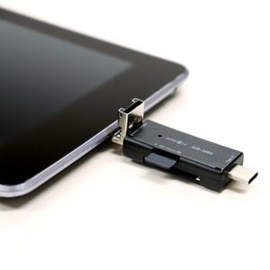 ミヨシ 3タイプコネクタ搭載 SD/microSDカードリーダ SCR-SD05/SL　シルバー