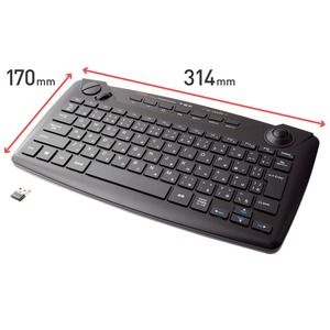 ミヨシ(MCO) トラックボール内蔵 2.4GHzワイヤレスキーボード TK-24G05/BK