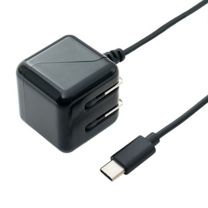 ミヨシ 最大2.1A USB Type-C対応 キューブ型充電用ACアダプタ 2m ブラック IPA-CC20/BK