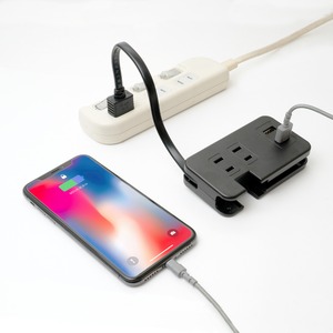 ミヨシ ACコンセント搭載 USB2ポートUSB-ACアダプタ ブラック IPA-24AC2/BK