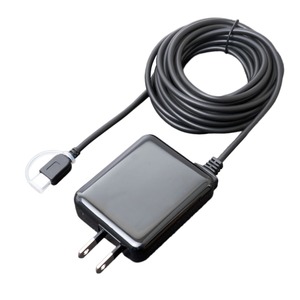 ミヨシ ロングケーブル一体型 USB microB対応 充電用ACアダプタ ブラック IPA-MC35/BK