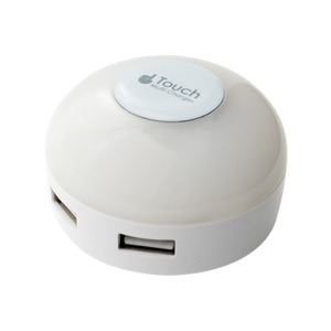 ミヨシ LEDライト搭載 USB2ポート USB-ACアダプタ 白色 IPA-34LLW/WH