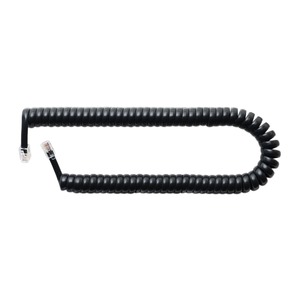 ミヨシ　4極4芯 受話器用カールコード ストレート結線タイプ 30cm ブラック DC-J403S/BK 【10本セット】