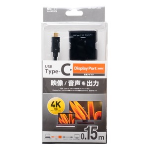 ミヨシ 4K対応 USB Type-C-DisplayPort変換アダプタ　USA-CDP01/BK