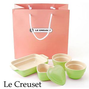 Le Creuset(ル・クルーゼ) ストーンウェア ギフトバッグ入り 4点セット ライム