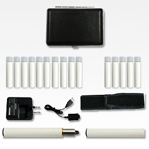 電子タバコ「Simple Smoker Mini(シンプルスモーカー Mini)」 スターターキット 本体+カートリッジ15本+携帯ケース&ポーチ セット