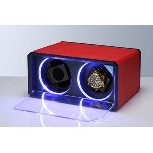 美しく光る LEDツインウォッチワインダー レッド