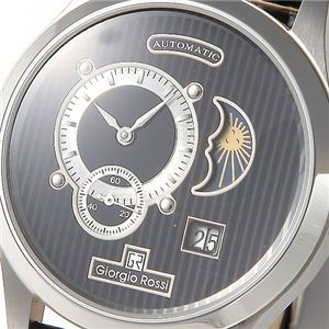 Giorgio Rossi(ジョルジオ・ロッシ) 自動巻き メンズレザーウォッチ GR-0007-BK/ブラック