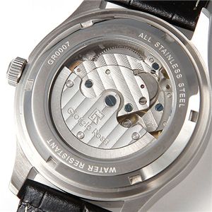 Giorgio Rossi(ジョルジオ・ロッシ) 自動巻き メンズレザーウォッチ GR-0007-BK/ブラック