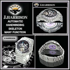 J.HARRISON(ジョン・ハリソン) ハンドワインディング ブレスウォッチ JH-001 ブラック×ホワイト