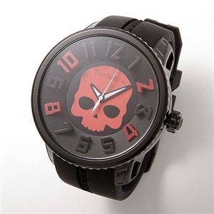 【TENDENCE】HYDROGEN GULLIVER SKULL ラバーウォッチ 【A】ブラック&times;レッド