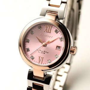 Forever(フォーエバー)  腕時計　デイト付き FL-1201-2　ピンク×シルバー