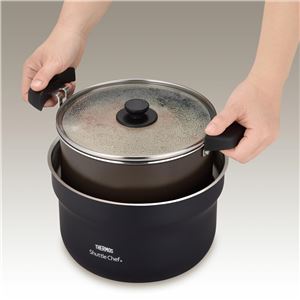 真空保温調理器/両手調理鍋 【3〜5人用 ブラック】 2.8L 200V電磁調理器対応 ふっ素コーティング加工 『THERMOS サーモス』