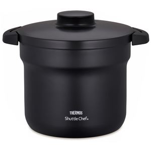 真空保温調理器/両手調理鍋 【4〜6人用 ブラック】 4.3L 200V電磁調理器対応 ふっ素コーティング加工 『THERMOS サーモス』
