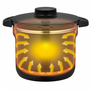 真空保温調理器/両手調理鍋 【4〜6人用 ブラック】 4.3L 200V電磁調理器対応 ふっ素コーティング加工 『THERMOS サーモス』
