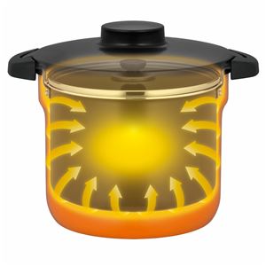 真空保温調理器/両手調理鍋 【4〜6人用 オレンジ】 4.3L 200V電磁調理器対応 ふっ素コーティング加工 『THERMOS サーモス』