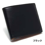 LORETO(ロレート) コードバンシリーズ 二つ折り財布(コインポケット無し) ブラック