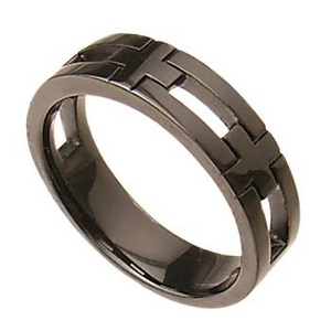 with me 【95-2021b】クロス リング(Blackコーティング)MEN'S 17号 TJ201002009WITH ME