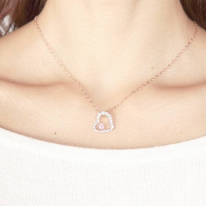  Beji(ベジ) heart to heart/ネックレス/Natural Pink Heart×Pink Heart【czダイヤ】